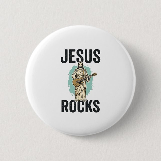 Jesus Rocks Gitarr Vintage Kristet Gravyr Des Knapp (Framsida)