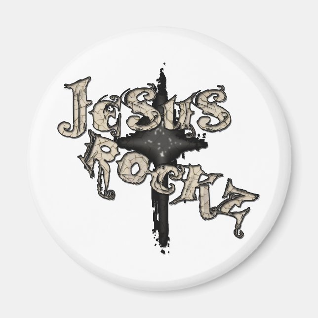 Jesus Rockz Christian Magnet (Framsidan)