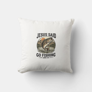 Jesus sa att fiska Vintage Bas Kristna Kudde