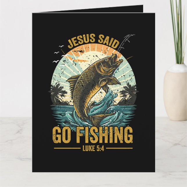 Jesus sa till att fiska Lukas 5 4  Tack Kort (Framsida)