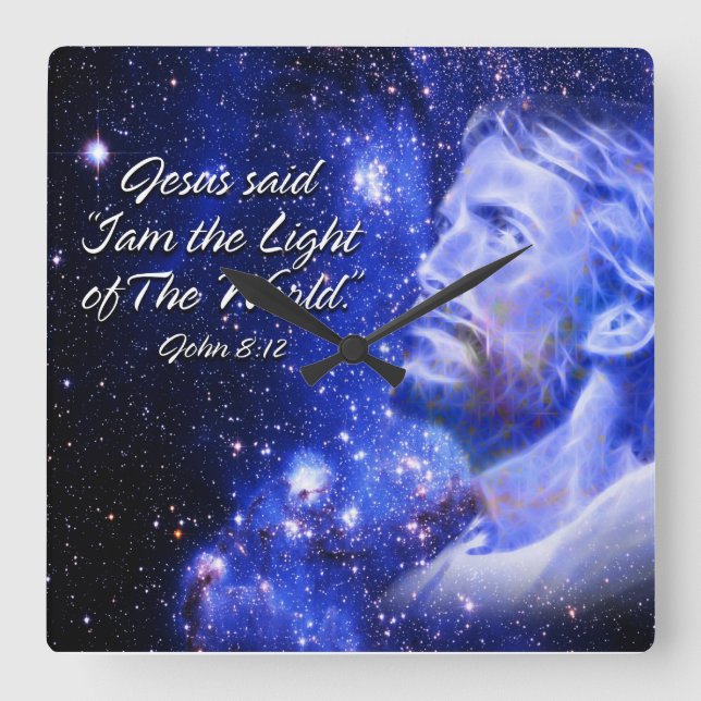 Jesus sade I-förmiddag. WallClock Fyrkantig Klocka (Framsida)