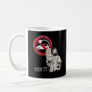 Jesus säger nej till elbilar kaffemugg