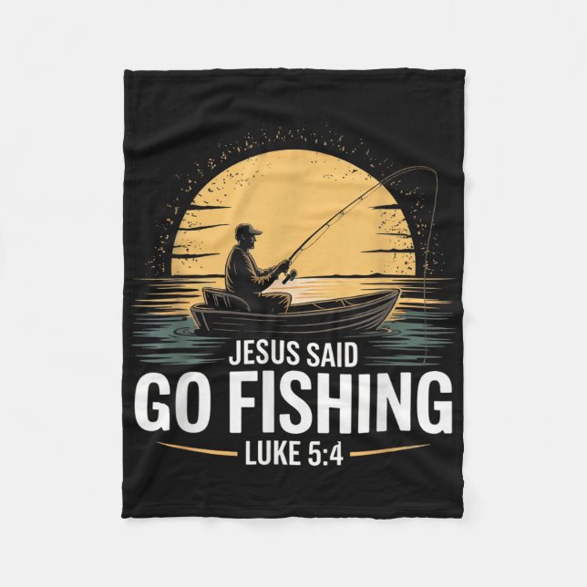 Jesus Said Go Fishing Christian Fisherman Bible Ve Fleecefilt (Framsidan)