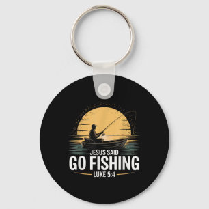 Jesus Said Go Fishing Christian Fisherman Bible Ve Nyckelring