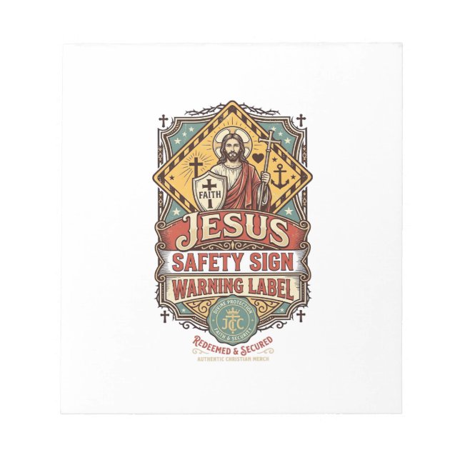 Jesus Säkerhetsskylt Varningsdekal Jesus Säkerhets Anteckningsblock (Framsida)