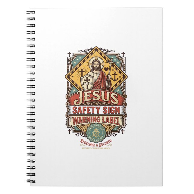 Jesus Säkerhetsskylt Varningsdekal Jesus Säkerhets Anteckningsbok (Framsidan)