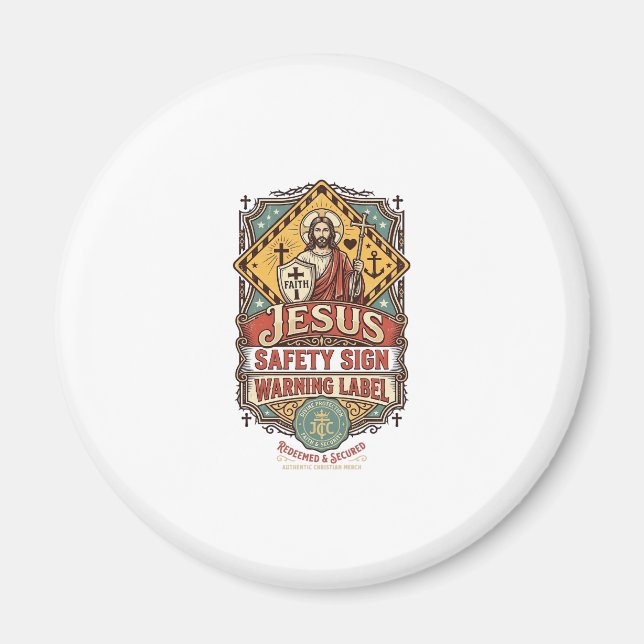 Jesus Säkerhetsskylt Varningsdekal Jesus Säkerhets Magnet (Framsidan)