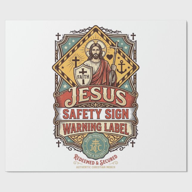 Jesus Säkerhetsskylt Varningsdekal Jesus Säkerhets Presentpapper (Platt)