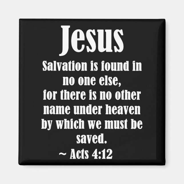 Jesus Salvation Acts 4 12 Christian Scripture Bibl Magnet (Framsidan)