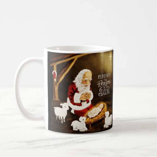 Jesus Santa Reason för säsongsjulen Kaffemugg (Vänster)