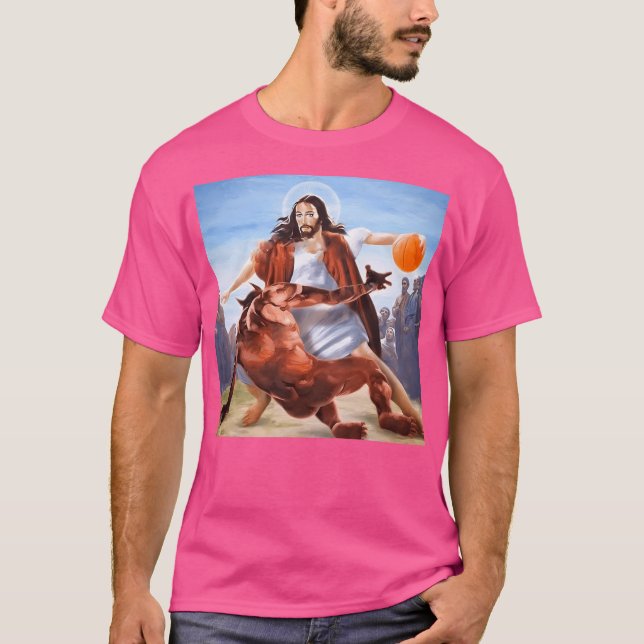 Jesus Satan i basket T Shirt (Framsida)