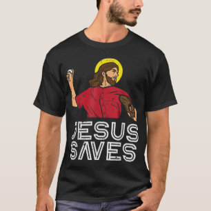 Jesus Saves Baseball Gud Sports Christian Manar Wo T Shirt