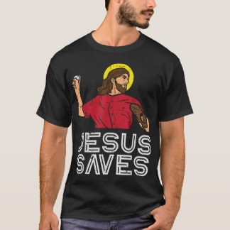 Jesus Saves Baseball Gud Sports Christian Manar Wo T Shirt