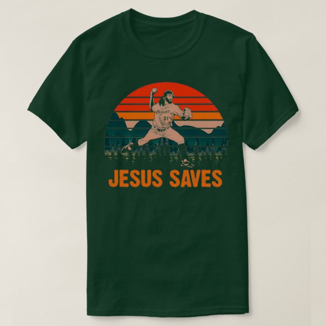 Jesus Saves Baseball Jesus T Shirt (Design framsida)