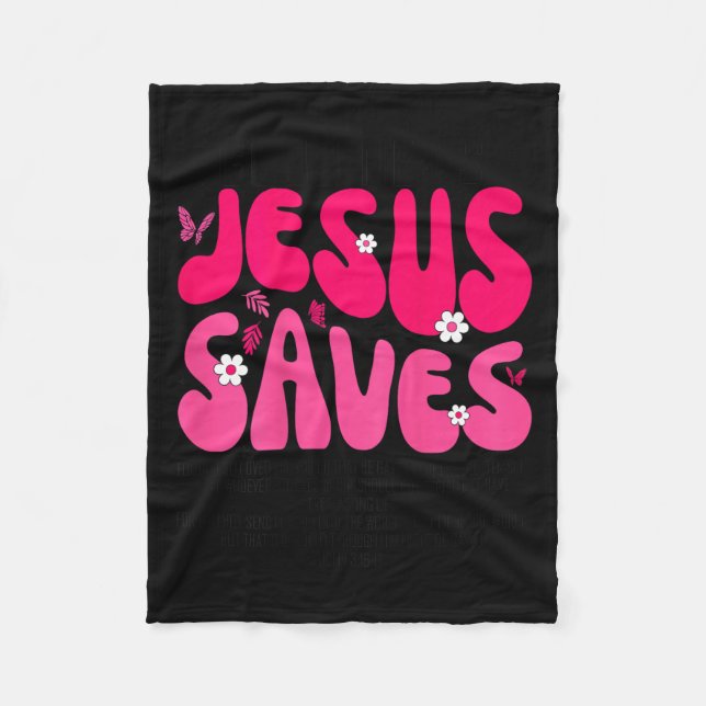 Jesus Saves Bible Verse Christian Faith Religious  Fleecefilt (Framsidan)