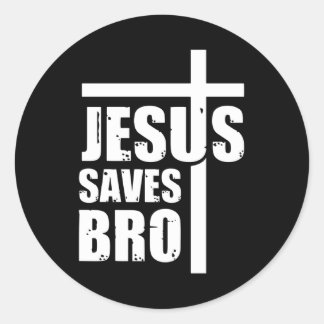 Jesus Saves Bro Runt Klistermärke