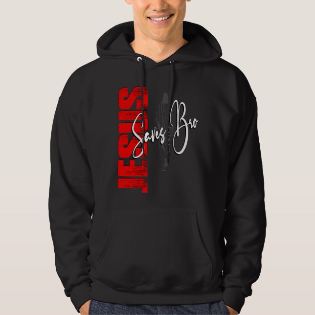 JESUS SAVES BRO VINTAGE HOODIE (Framsida)