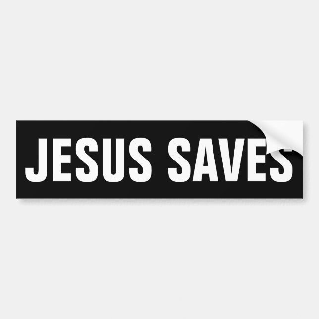 JESUS SAVES BUMPER STICKER BILDEKAL (Framsidan)