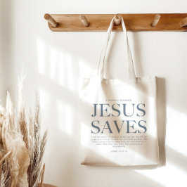 Jesus Saves | Christian Aesthetic Unisex Blek Blue Tygkasse