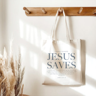 Jesus Saves | Christian Aesthetic Unisex Blek Blue Tygkasse