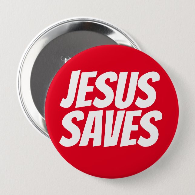 Jesus Saves Christian Button Knapp (Framsida & baksida)