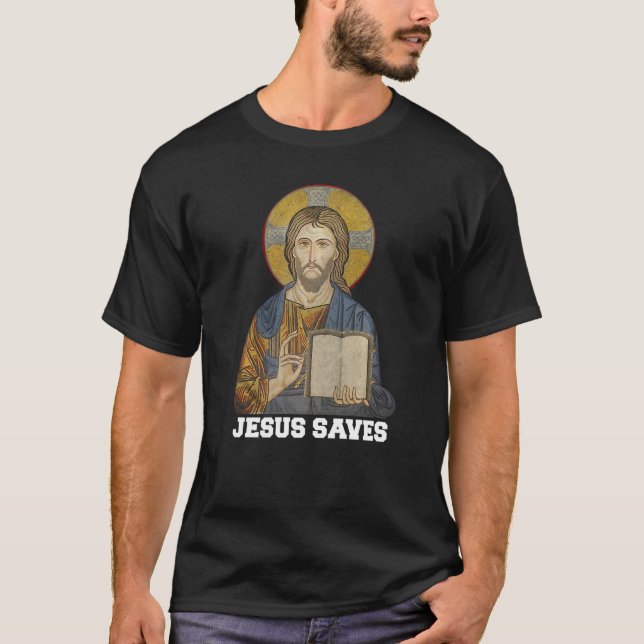 Jesus Saves Christian Faith Trust in God Lord Chri T Shirt (Framsida)