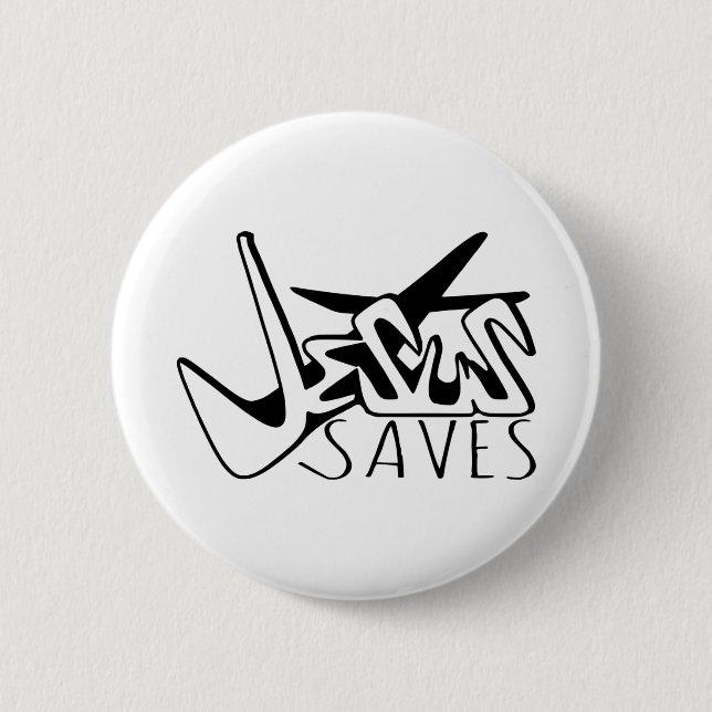 JESUS SAVES GRAFFITI KNAPP (Framsida)