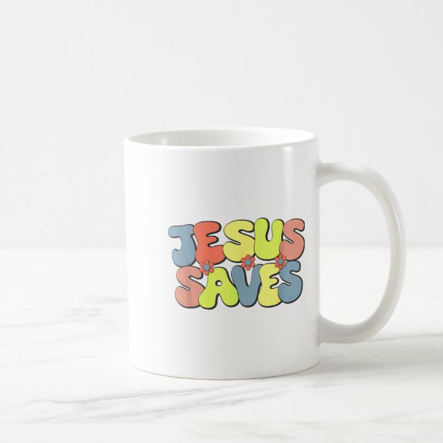 Jesus Saves - Hipe Flower Child Style  Kaffemugg (Höger)
