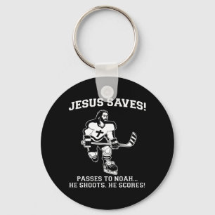 Jesus Saves Hockey lustig tshirt Nyckelring