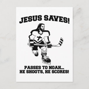 Jesus Saves Hockey lustig tshirt Vykort