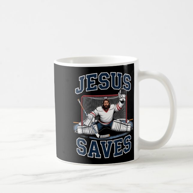 Jesus Saves Hockey Player Team God Hockey Lovers H Kaffemugg (Höger)