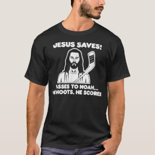 Jesus Saves Hockey Shirt Funny, katolsk kristen T