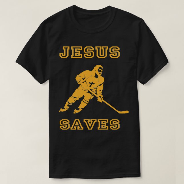 Jesus Saves Hockey T Shirt (Design framsida)
