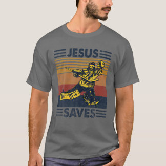 Jesus Saves Ice Hockey Goalie Sport Religiösa Chri T Shirt