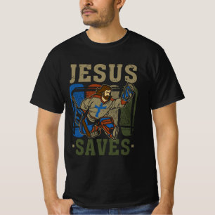 Jesus Saves Ice Hockey Goalie Sport Religiösa Chri T Shirt