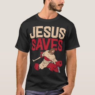 Jesus Saves Ice Hockey Goalie Sport Religiösa Chri T Shirt