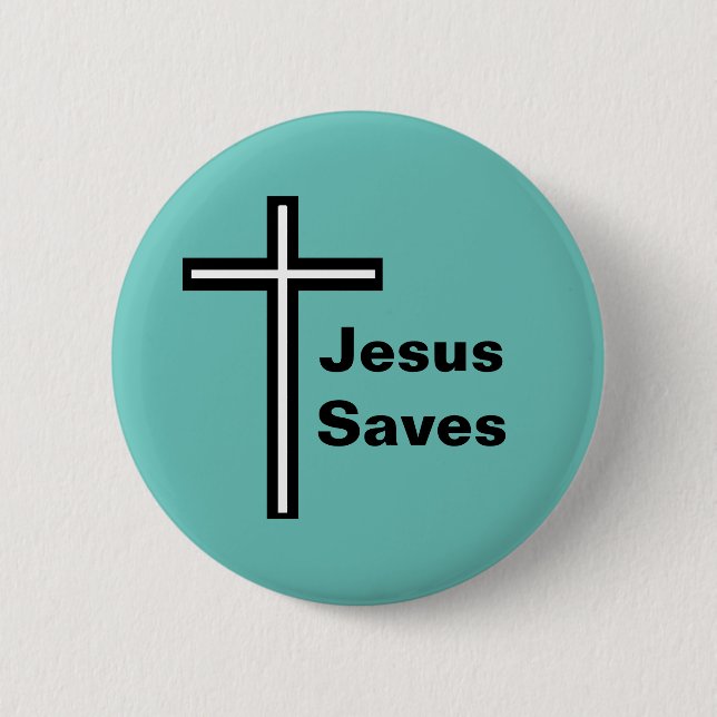 Jesus Saves Kor Christian Button Knapp (Framsida)