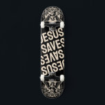 Jesus Saves Mini Skateboard Bräda 18,5 Cm<br><div class="desc">vintage Jesus Sparar med beskyddat änglar-bildskärmskort</div>