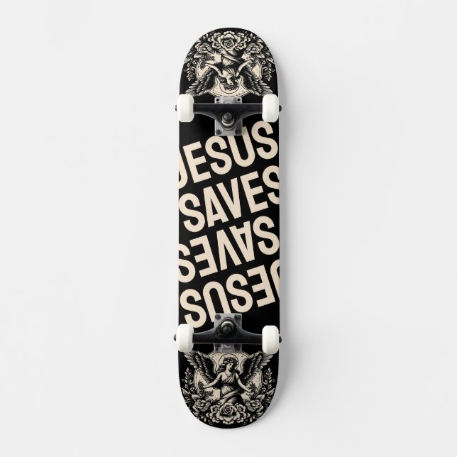 Jesus Saves Mini Skateboard Bräda 18,5 Cm (Framsida)
