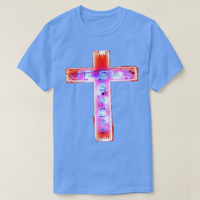 Jesus Saves Neon-signatur T Shirt (Design framsida)