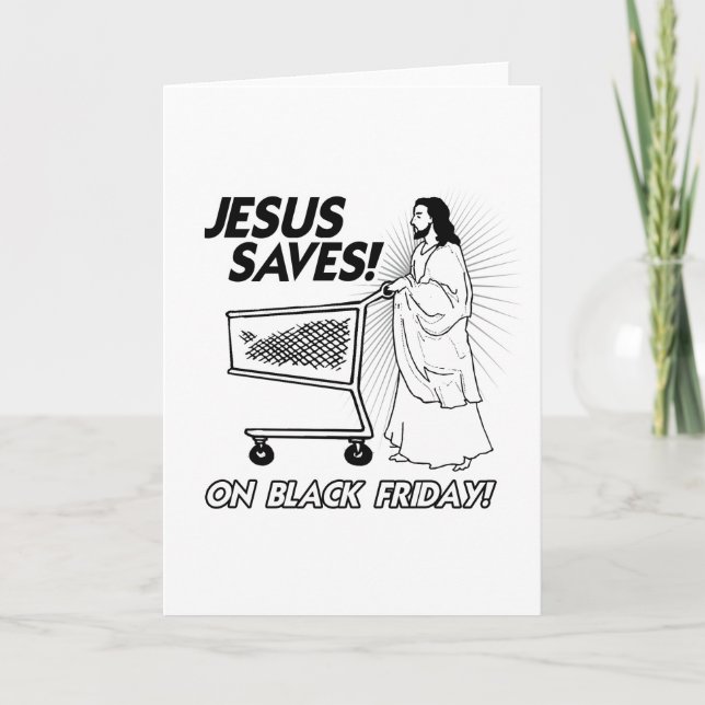 JESUS SAVES ON BLACK FREDAG -.png Helgkort (Framsida)