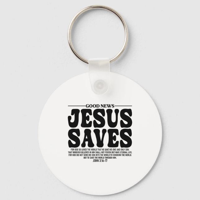 Jesus Saves Onback Subtle Christian Minimal Religi Nyckelring (Framsida)