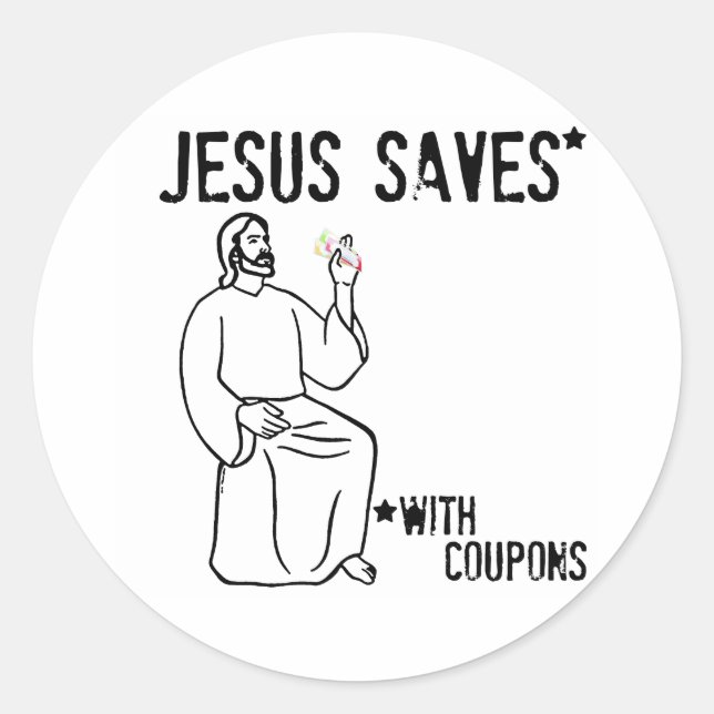 Jesus Saves Runt Klistermärke (Framsida)