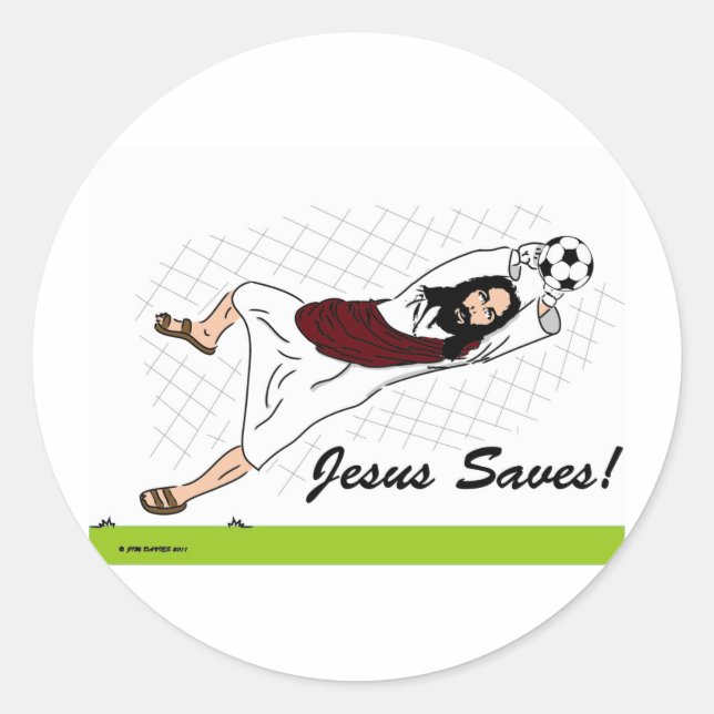 JESUS SAVES! RUNT KLISTERMÄRKE (Framsida)