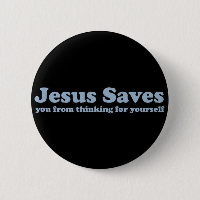 Jesus Saves Satire Knapp (Framsida)