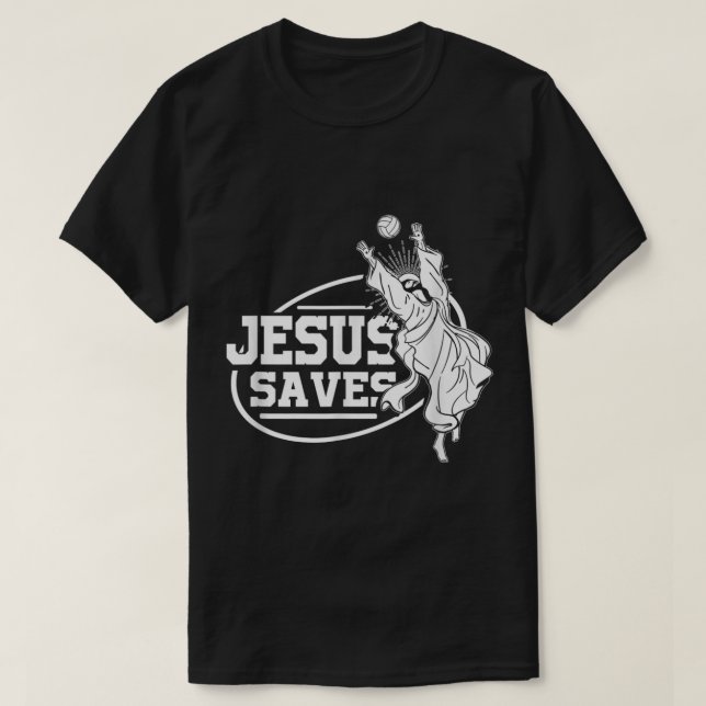 Jesus Saves Shirt Volleyball T Shirt (Design framsida)
