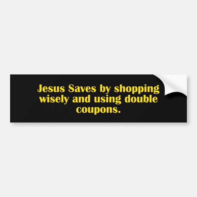 Jesus Saves Shopping Wisely Bildekal (Framsidan)