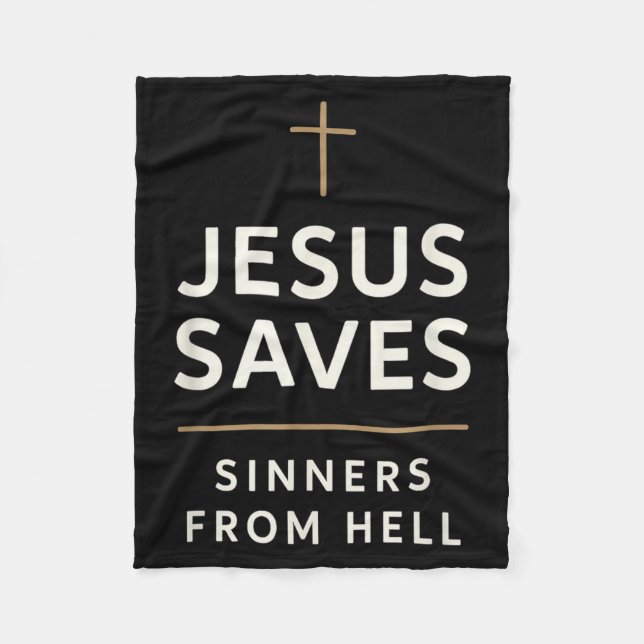 Jesus Saves Sinners From Hell Evangelistic Gospel  Fleecefilt (Framsidan)