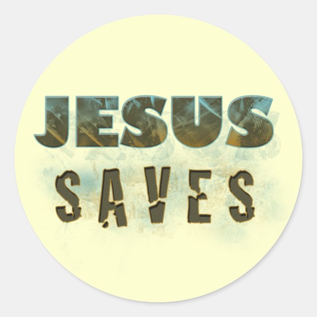 Jesus Saves Sticker Runt Klistermärke (Framsida)