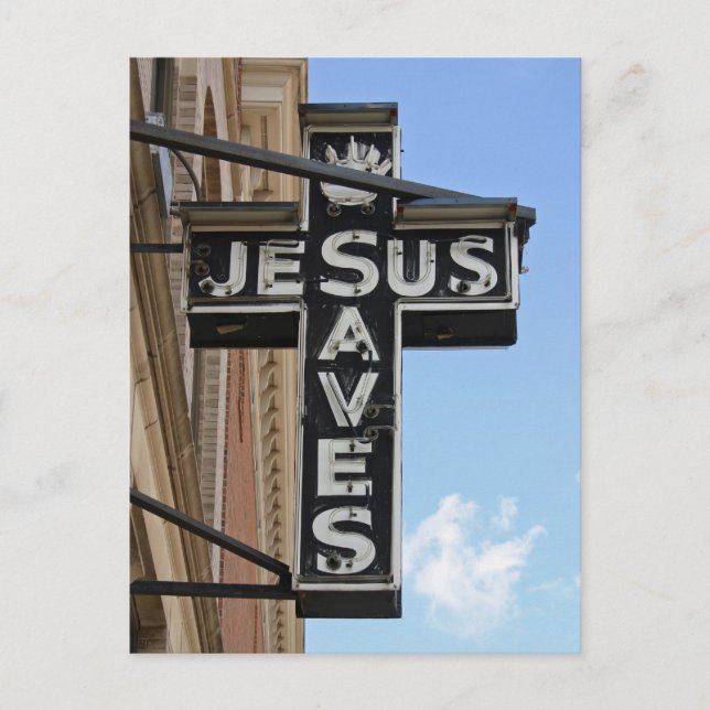 Jesus Saves-tecken Vykort (Framsida)